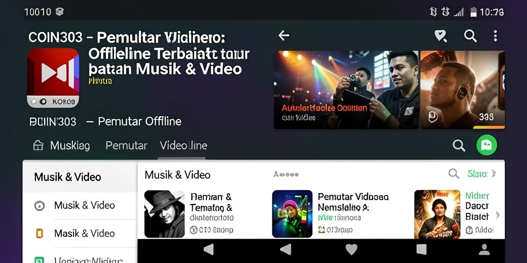 Antarmuka COIN303 yang estetis dan fungsi Pemutar Video Offline.