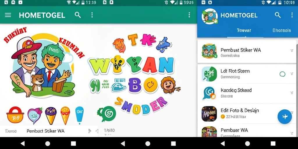 Tampilan antarmuka HOMETOGEL untuk membuat stiker WA.