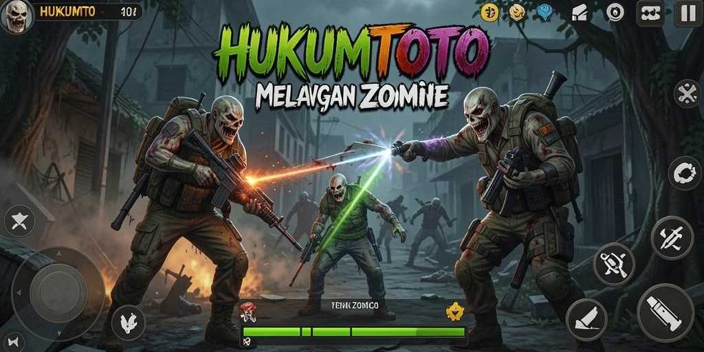 Tampilan antarmuka HUKUMTOTO saat melawan zombie.