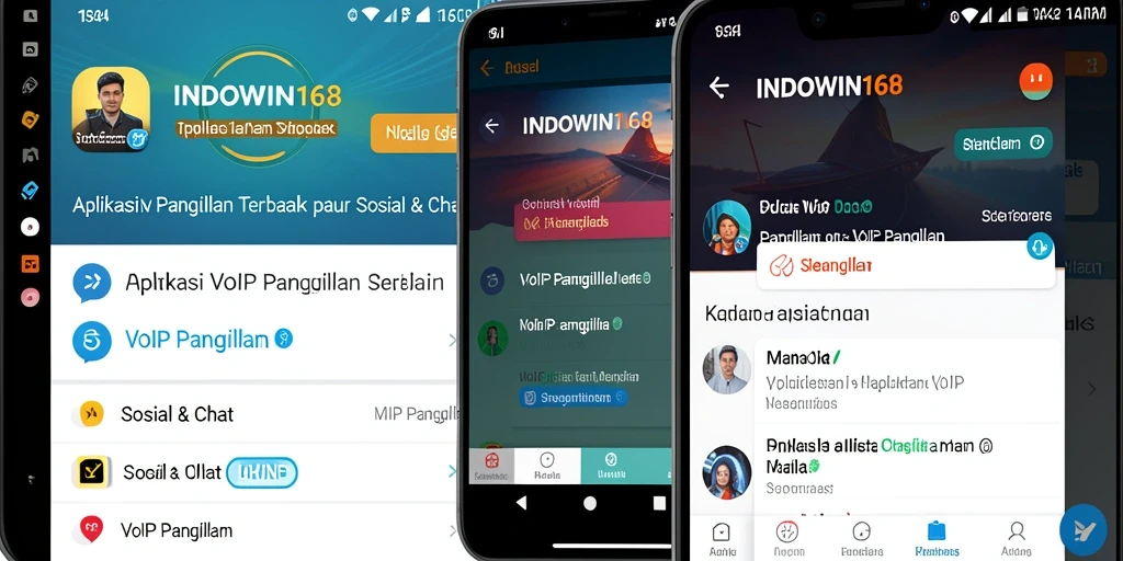 Antarmuka aplikasi INDOWIN168 untuk panggilan VoIP.