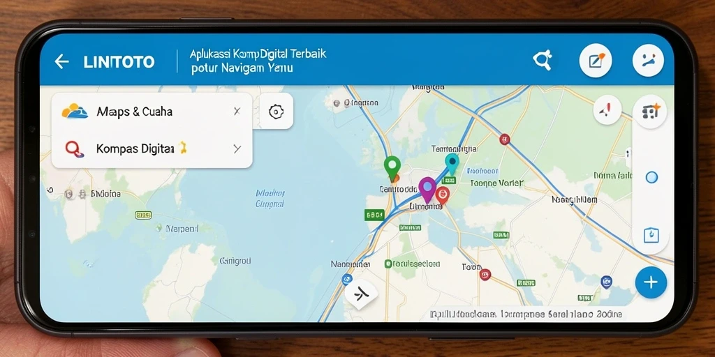 Tampilan antarmuka aplikasi Kompas Digital LINITOTO yang user-friendly.