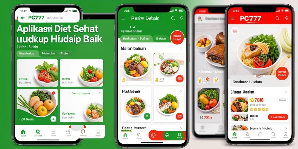 Antarmuka aplikasi PC777 yang ramah pengguna untuk diet sehat.